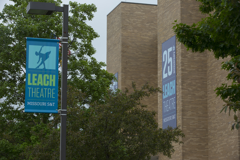 Leach Theatre banners outside Castleman Hall