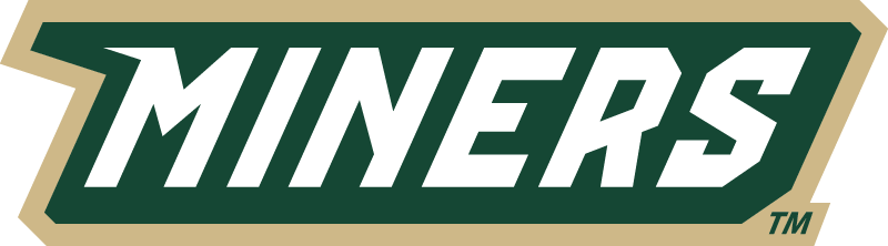 Logo for MINERS with bold green text outlined in beige